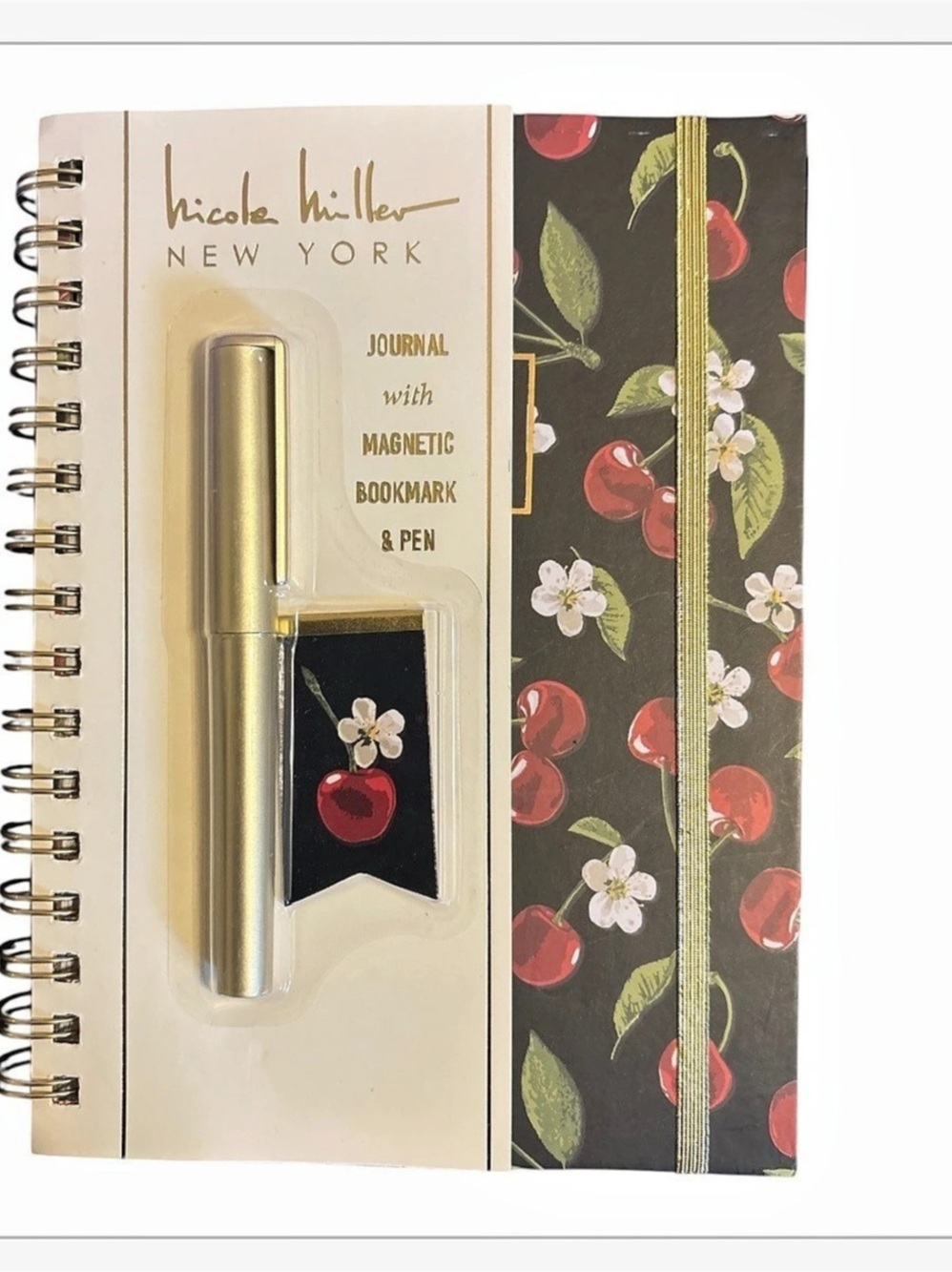 Nicole Miller New York Cherry Journal with Magnetic Bookmark and Pen Set